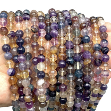 ABCGEMS Mexican Aqua Rainbow Fluorite Beads (Rare Color, Mohs Hardness 4) Healing Energy Crystal Stone Ideal for Bracelet Necklace Ring DIY Jewelry Making Craft Men Women Smooth Round 8mm Aqua Rainbow Fluorite (From Mexico)